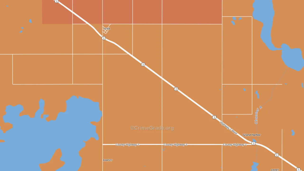 Penn, ND Map of Robbery Rates