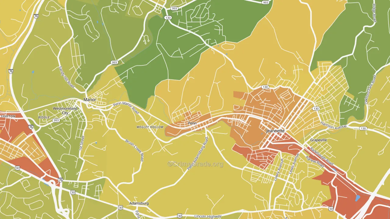 Penn, PA Map of Robbery Rates