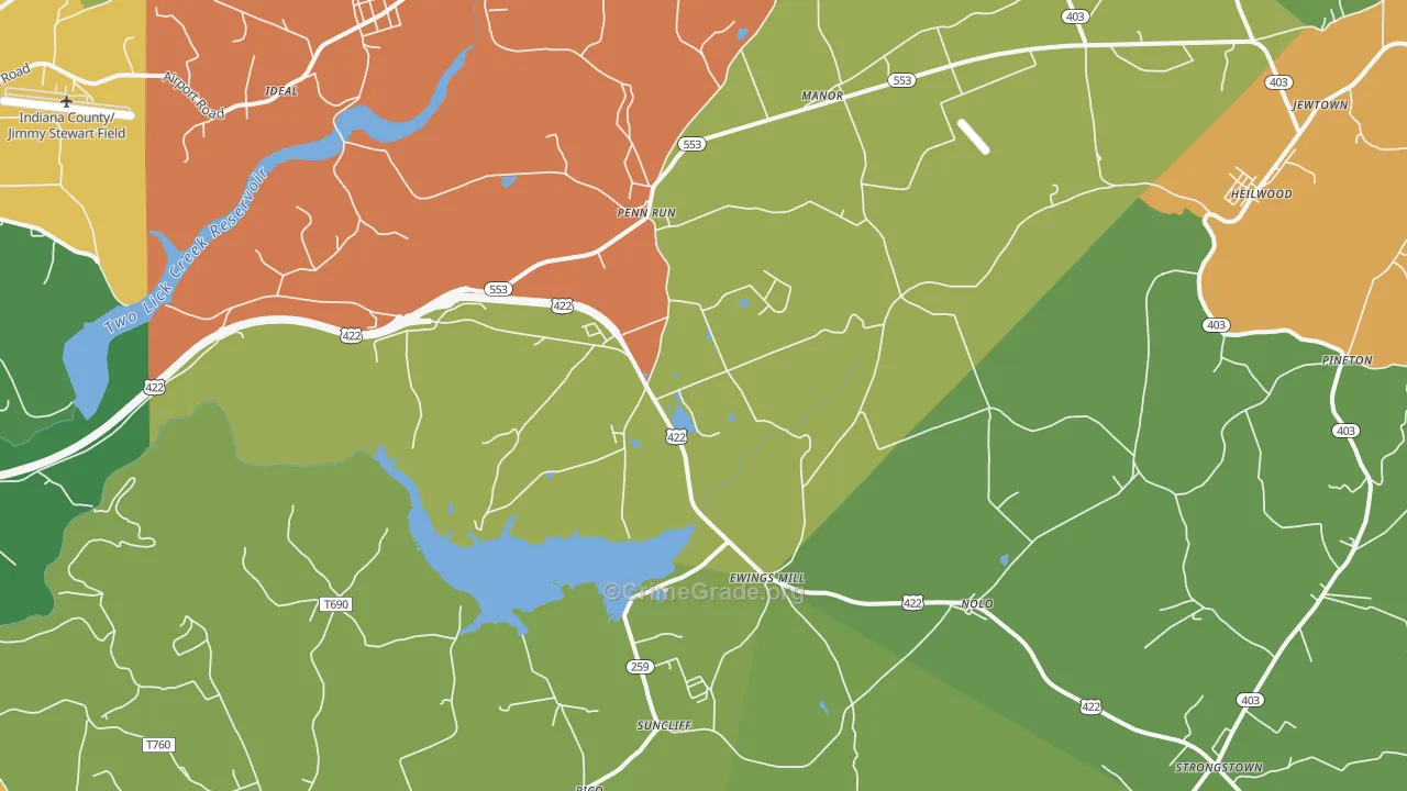 Penn Run, PA Map of Robbery Rates