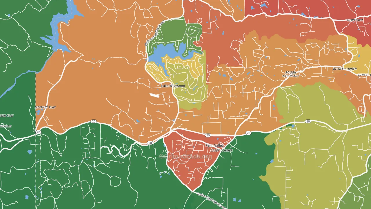 Penn Valley, CA Map of Robbery Rates