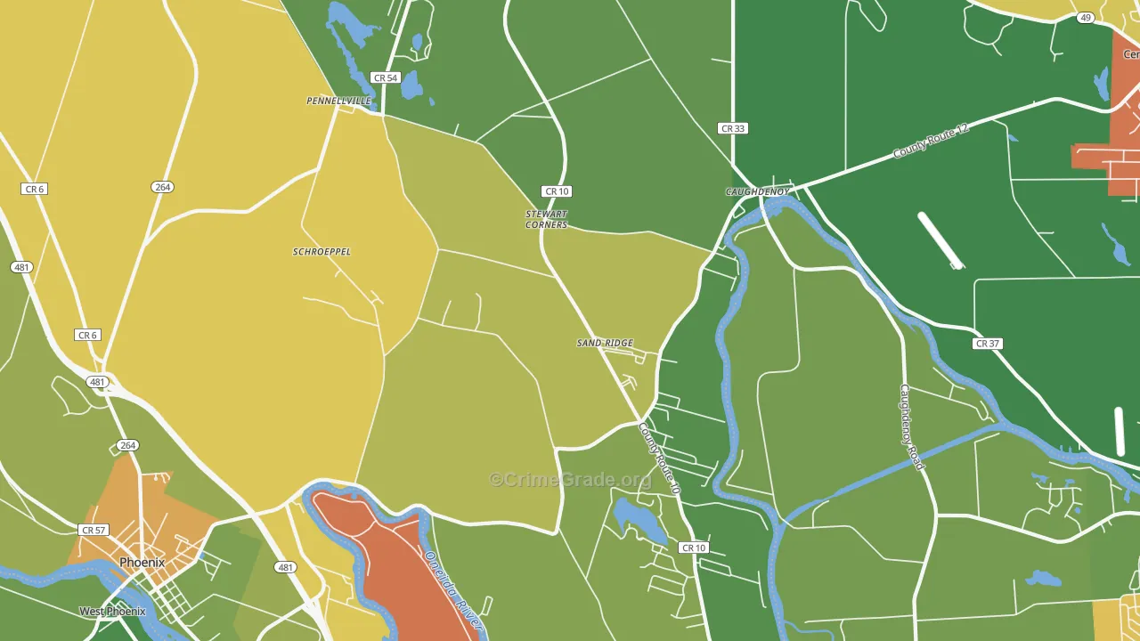 Pennellville, NY Map of Robbery Rates
