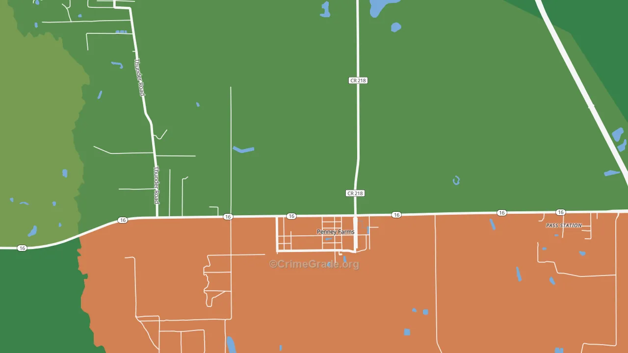 Penney Farms, FL Map of Robbery Rates