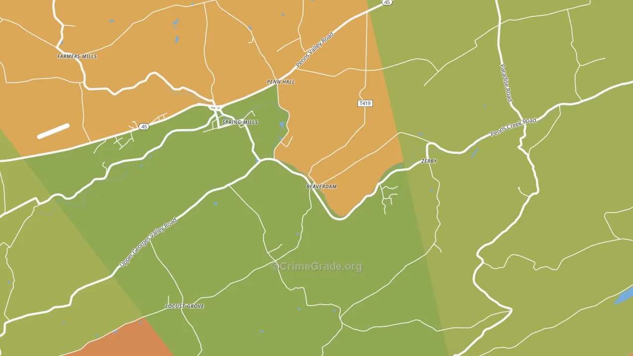 Pennhall, PA Map of Robbery Rates