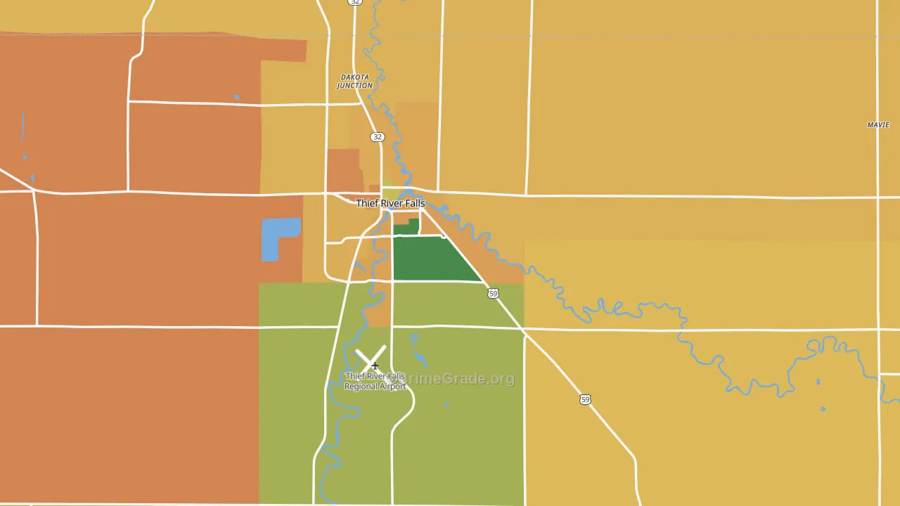Pennington County, MN Map of Robbery Rates
