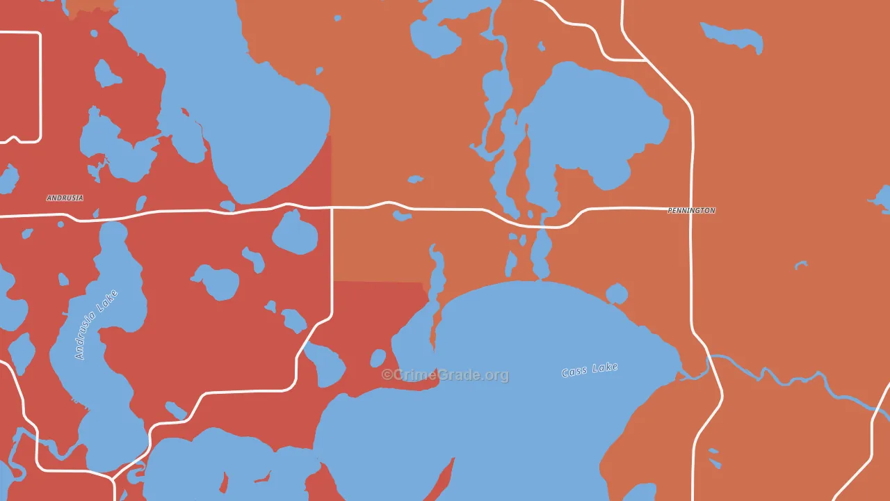 Pennington, MN Map of Robbery Rates