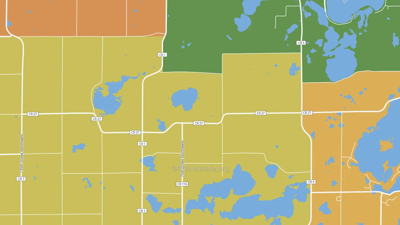 Pennock, MN Map of Robbery Rates