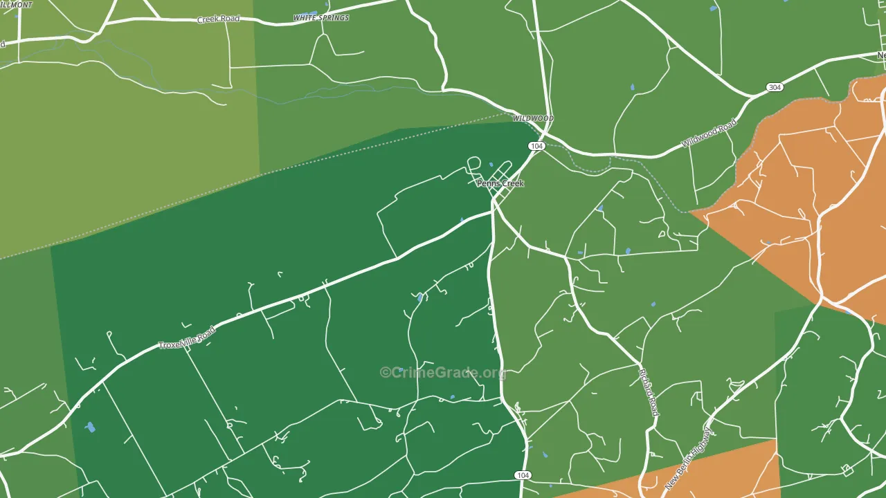 Penns Creek, PA Map of Robbery Rates