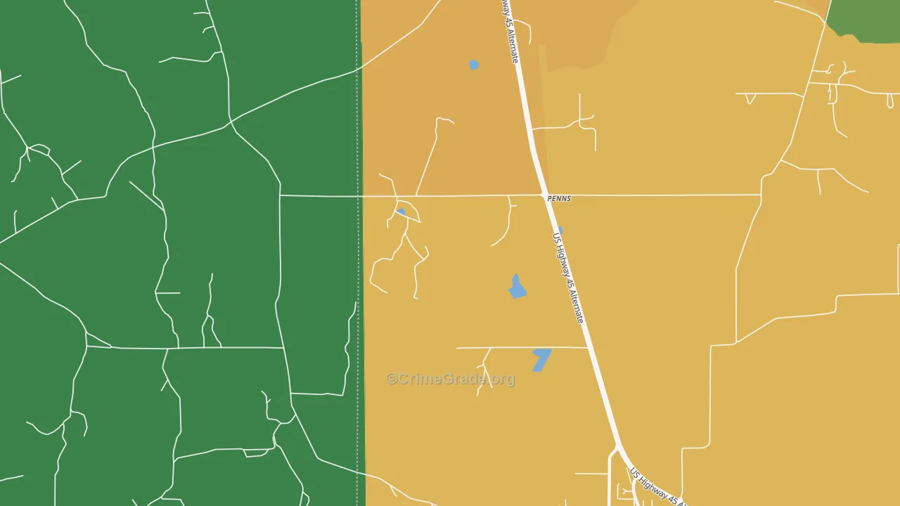 Penns, MS Map of Robbery Rates