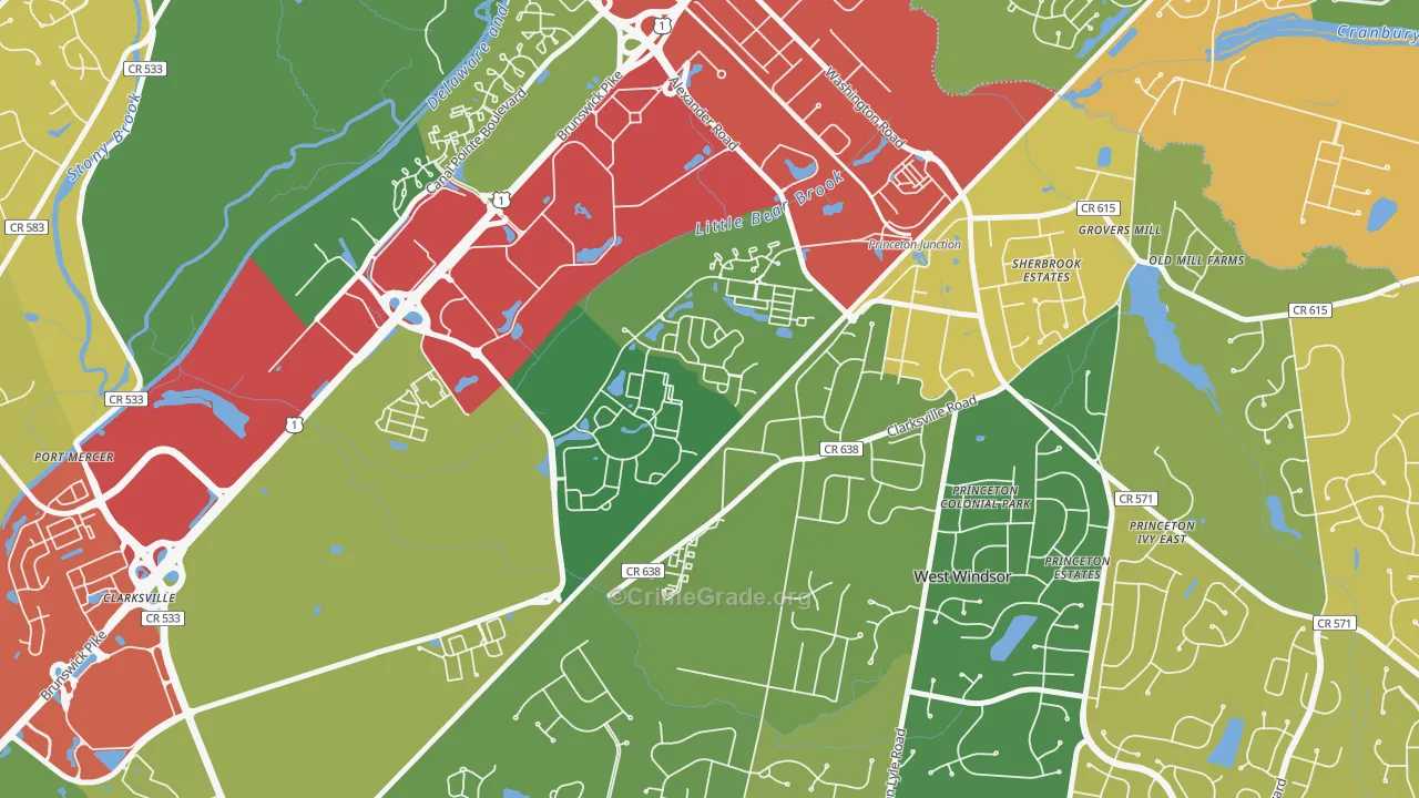 Penns Neck, NJ Map of Robbery Rates