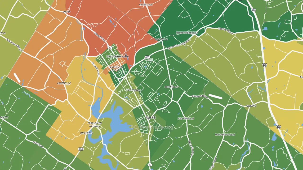 Pennsburg, PA Map of Robbery Rates