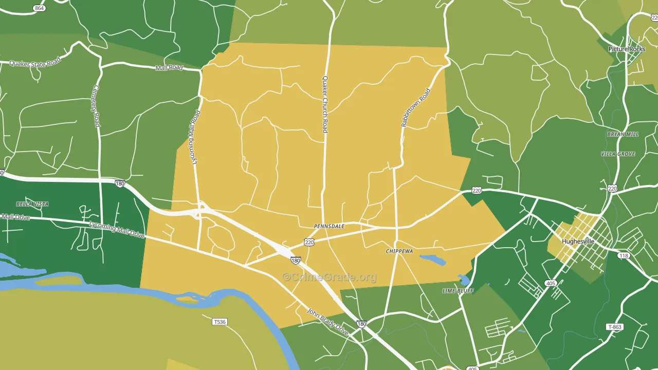 Pennsdale, PA Map of Robbery Rates