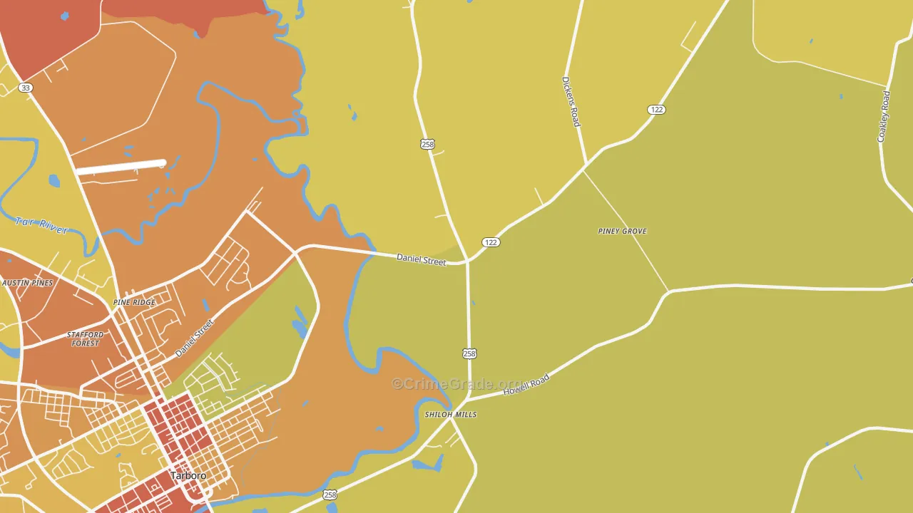 Penny Hill, NC Map of Robbery Rates