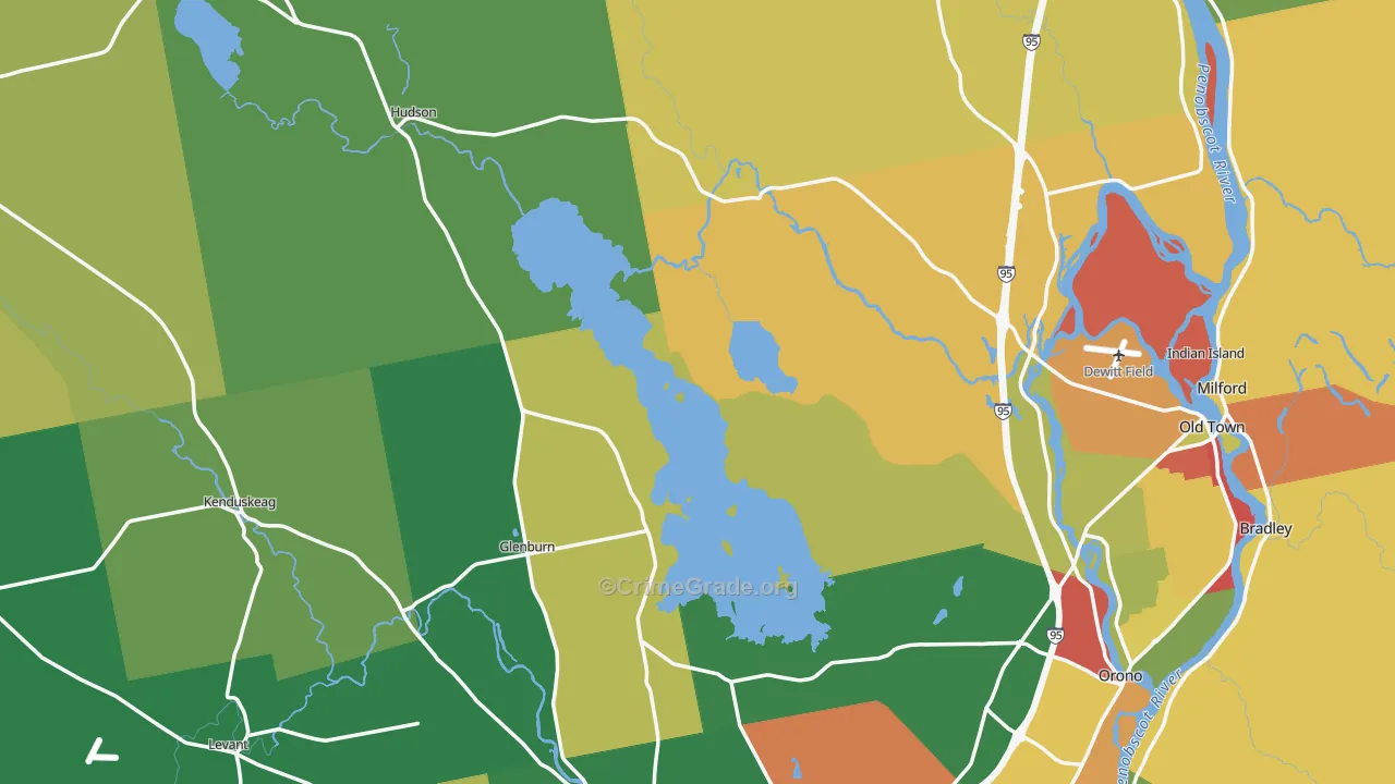 Penobscot County, ME Map of Robbery Rates