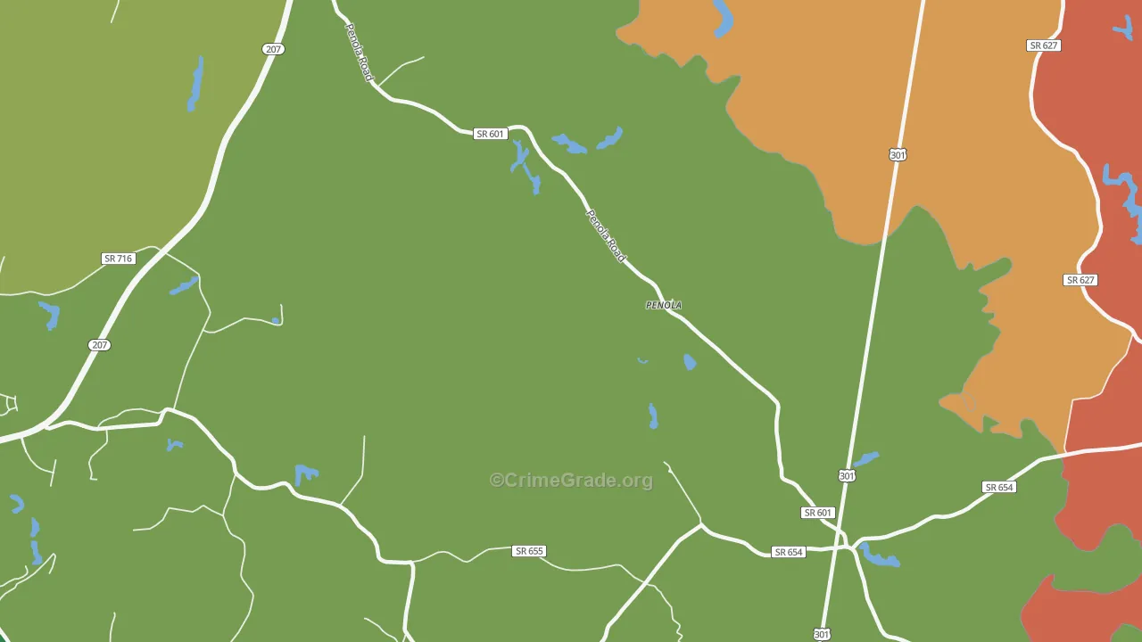 Penola, VA Map of Robbery Rates