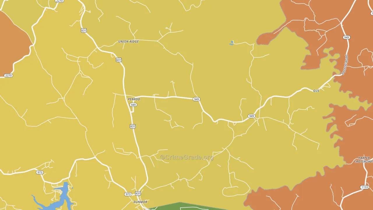 Penrod, KY Map of Robbery Rates