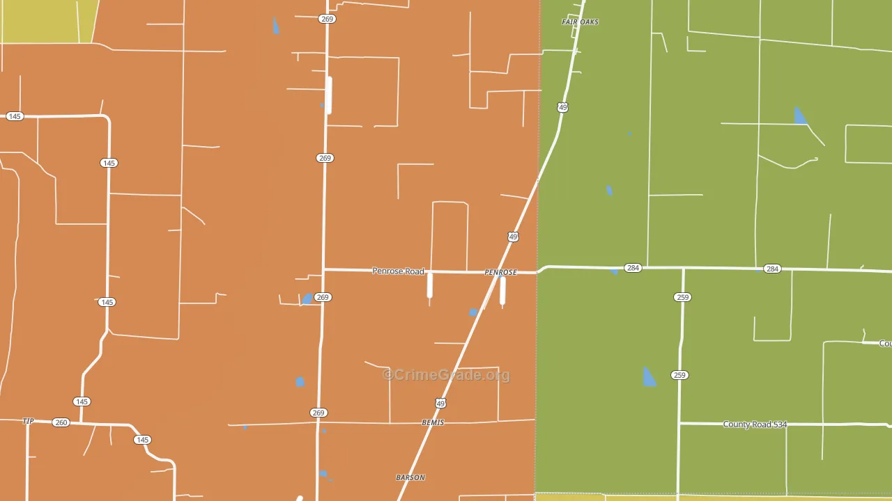 Penrose, AR Map of Robbery Rates
