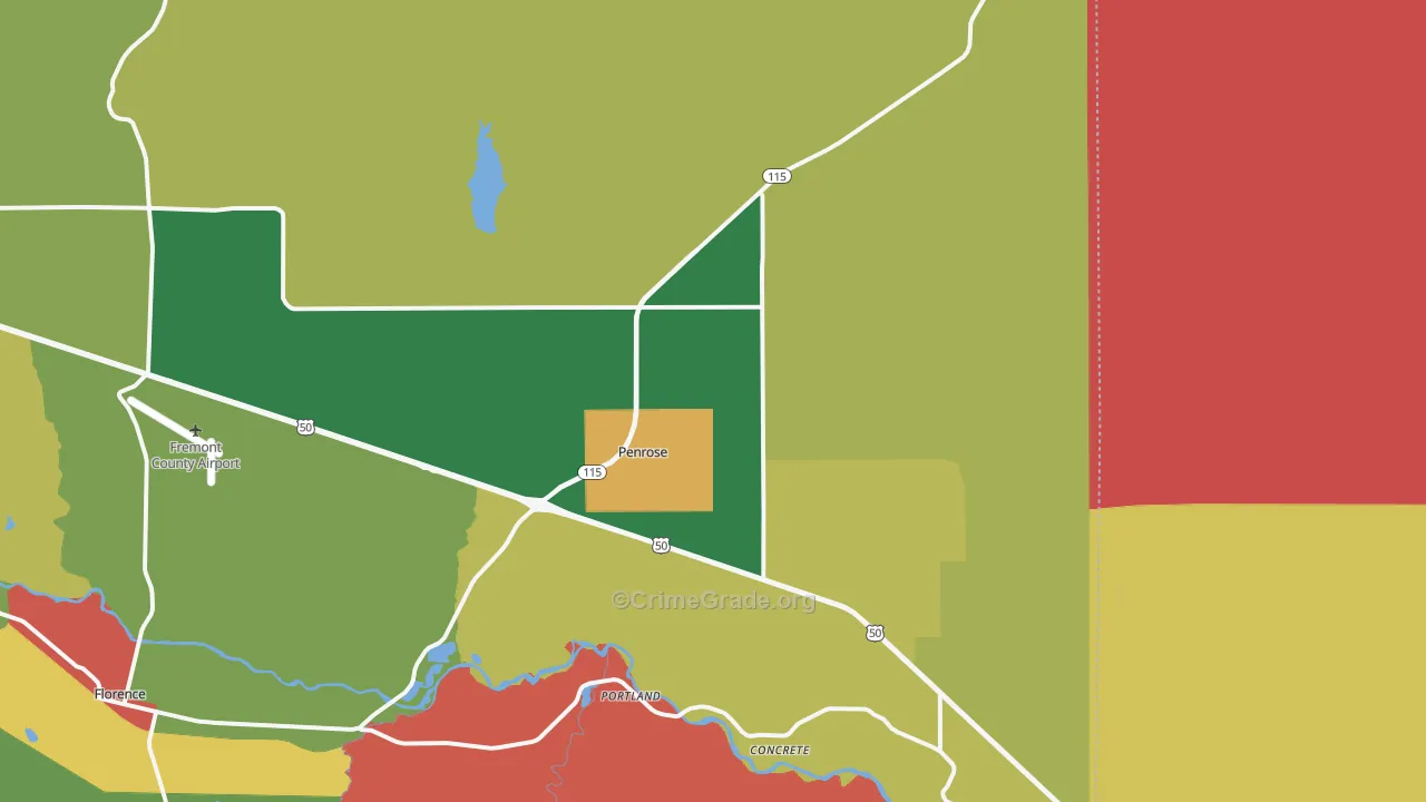 Penrose, CO Map of Robbery Rates