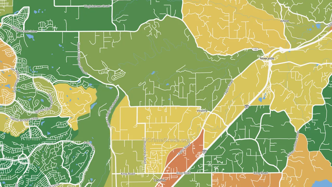 Penryn, CA Map of Robbery Rates