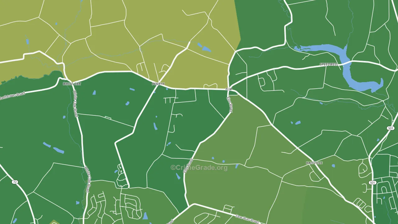 Penryn, PA Map of Robbery Rates