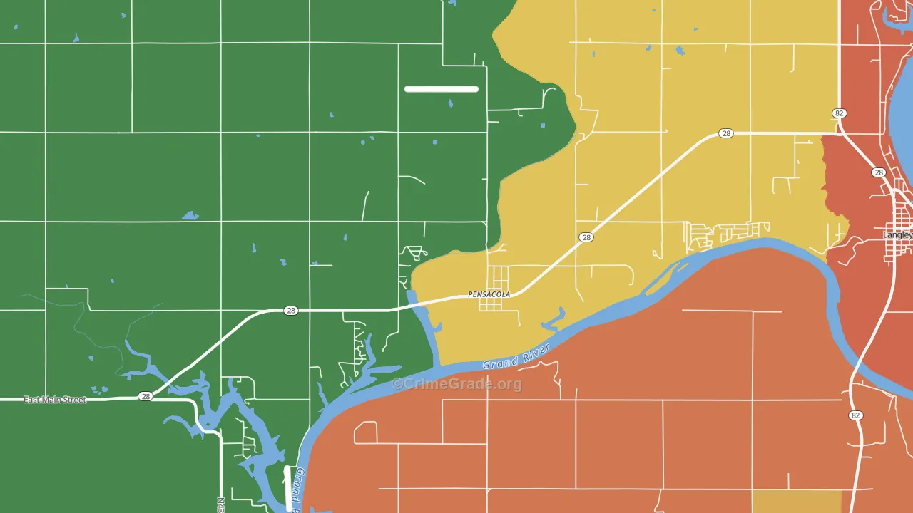 Pensacola, OK Map of Robbery Rates