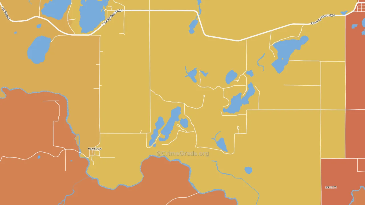Pentoga, MI Map of Robbery Rates