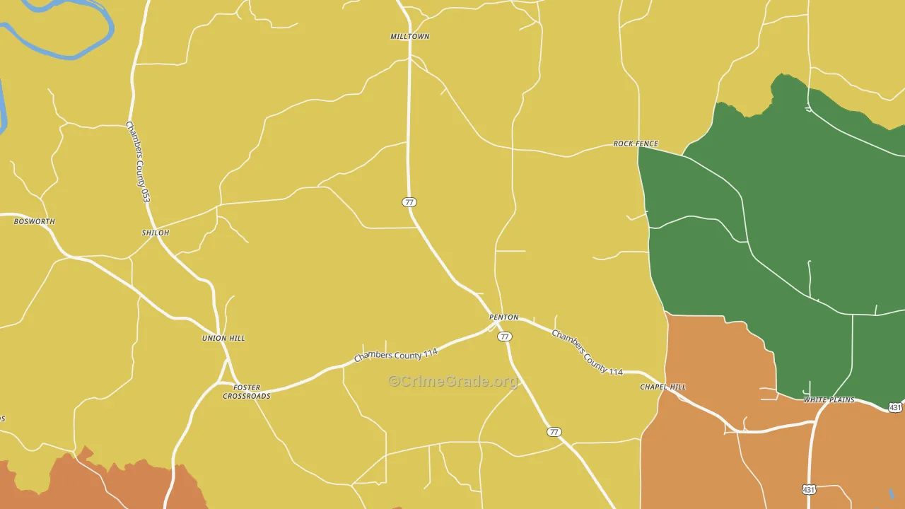 Penton, AL Map of Robbery Rates