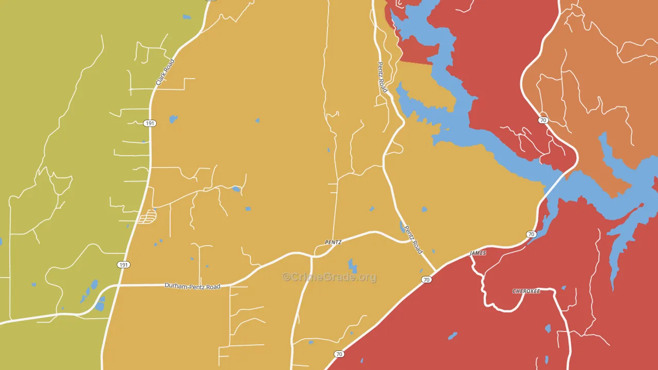 Pentz, CA Map of Robbery Rates