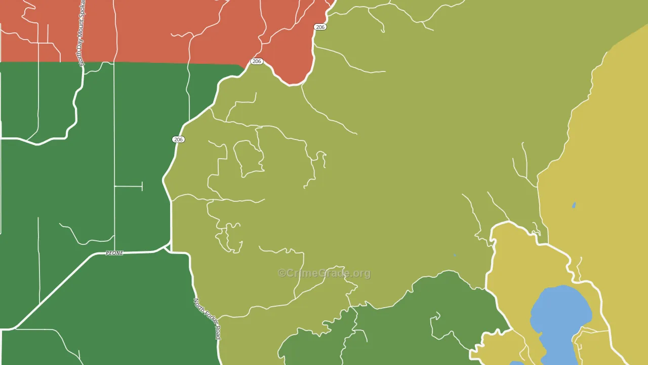Peone, WA Map of Robbery Rates