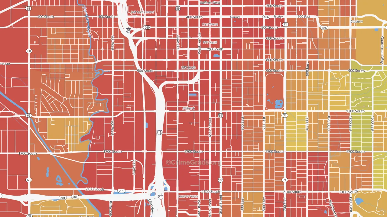 People's Freeway, Salt Lake City, UT Map of Robbery Rates