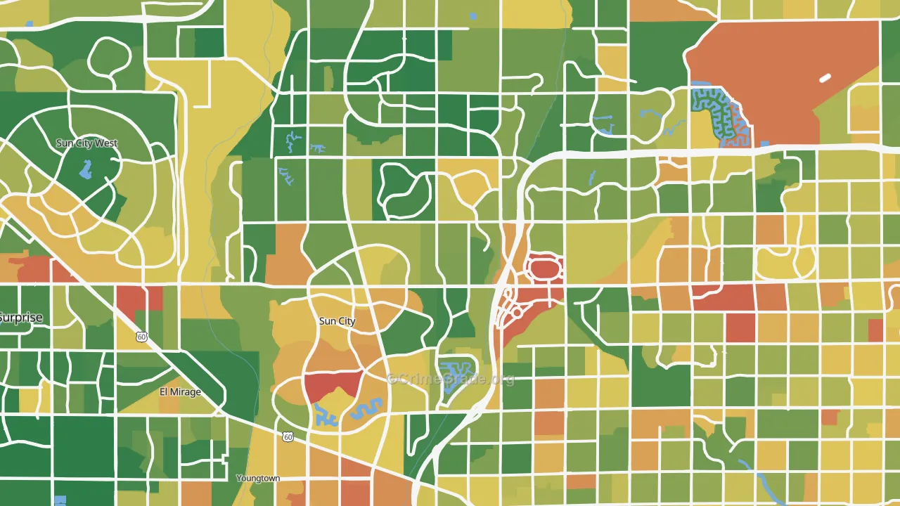 Peoria, AZ Map of Robbery Rates