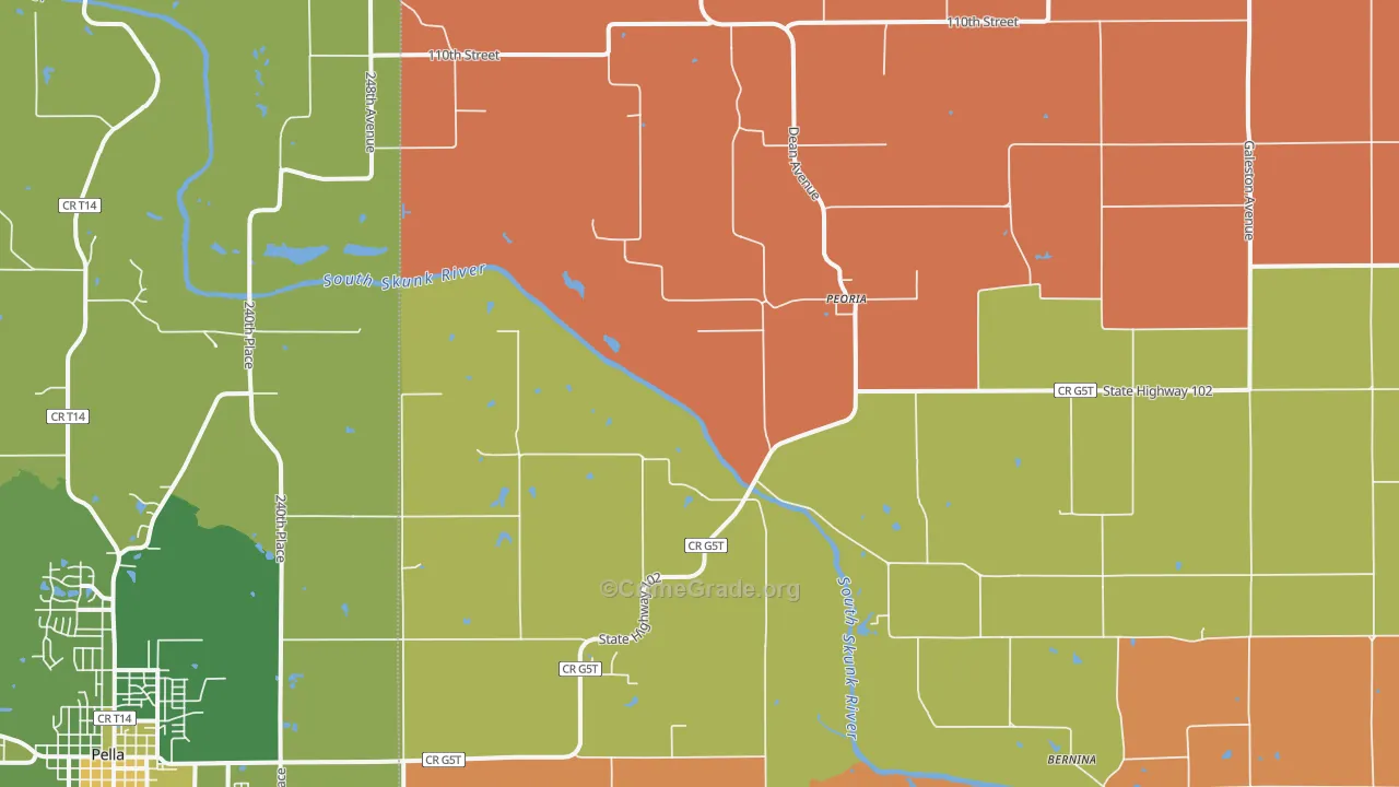 Peoria, IA Map of Robbery Rates