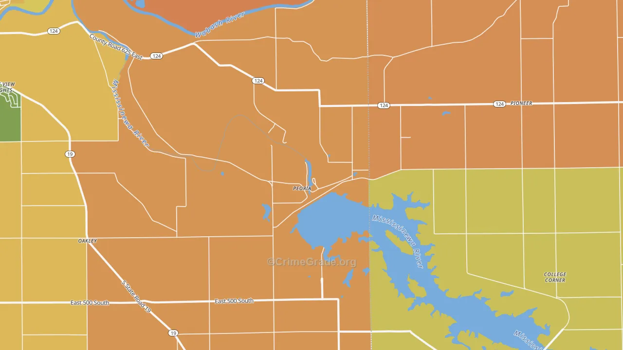 Peoria, IN Map of Robbery Rates