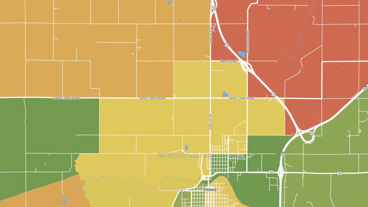 Peoria, KS Map of Robbery Rates