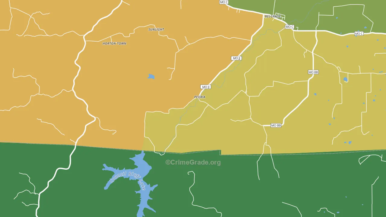 Peoria, MO Map of Robbery Rates