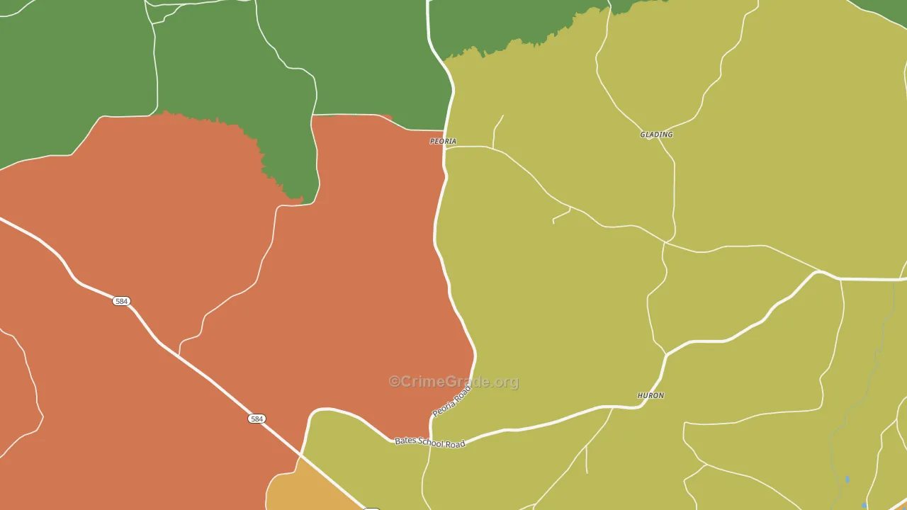 Peoria, MS Map of Robbery Rates