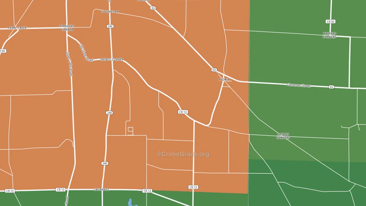 Peoria, NY Map of Robbery Rates