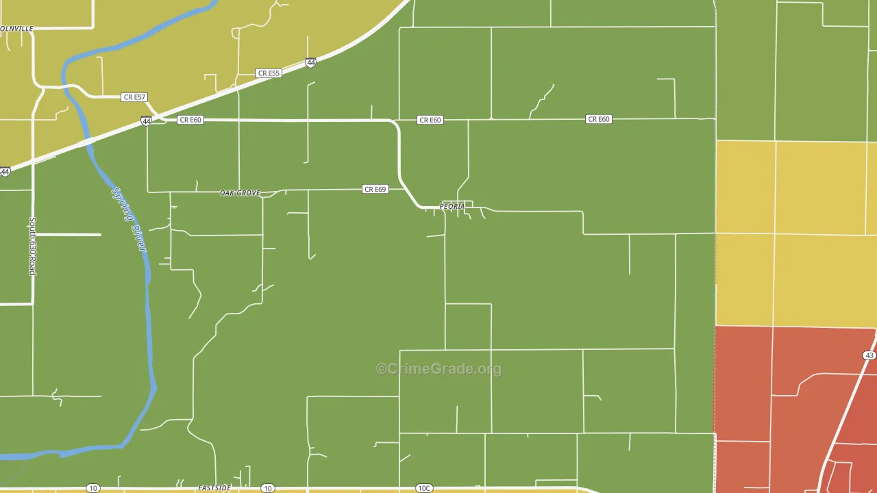 Peoria, OK Map of Robbery Rates