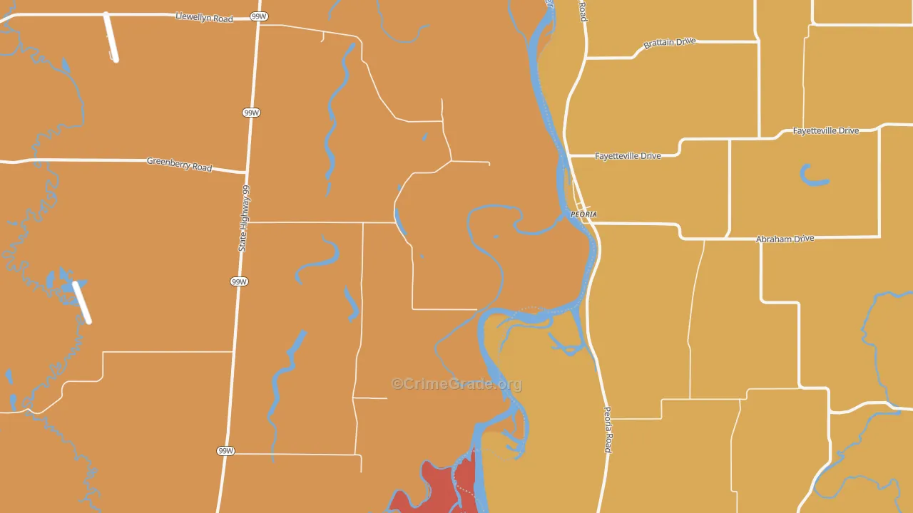 Peoria, OR Map of Robbery Rates