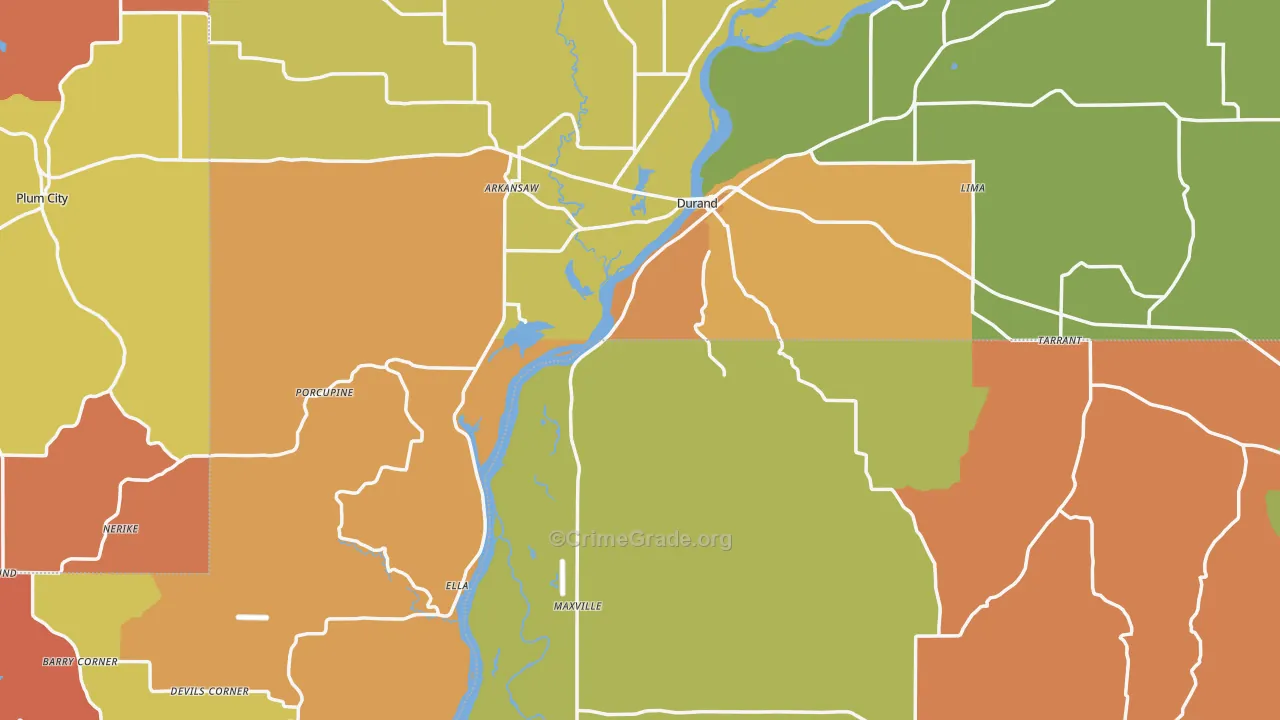 Pepin County, WI Map of Robbery Rates