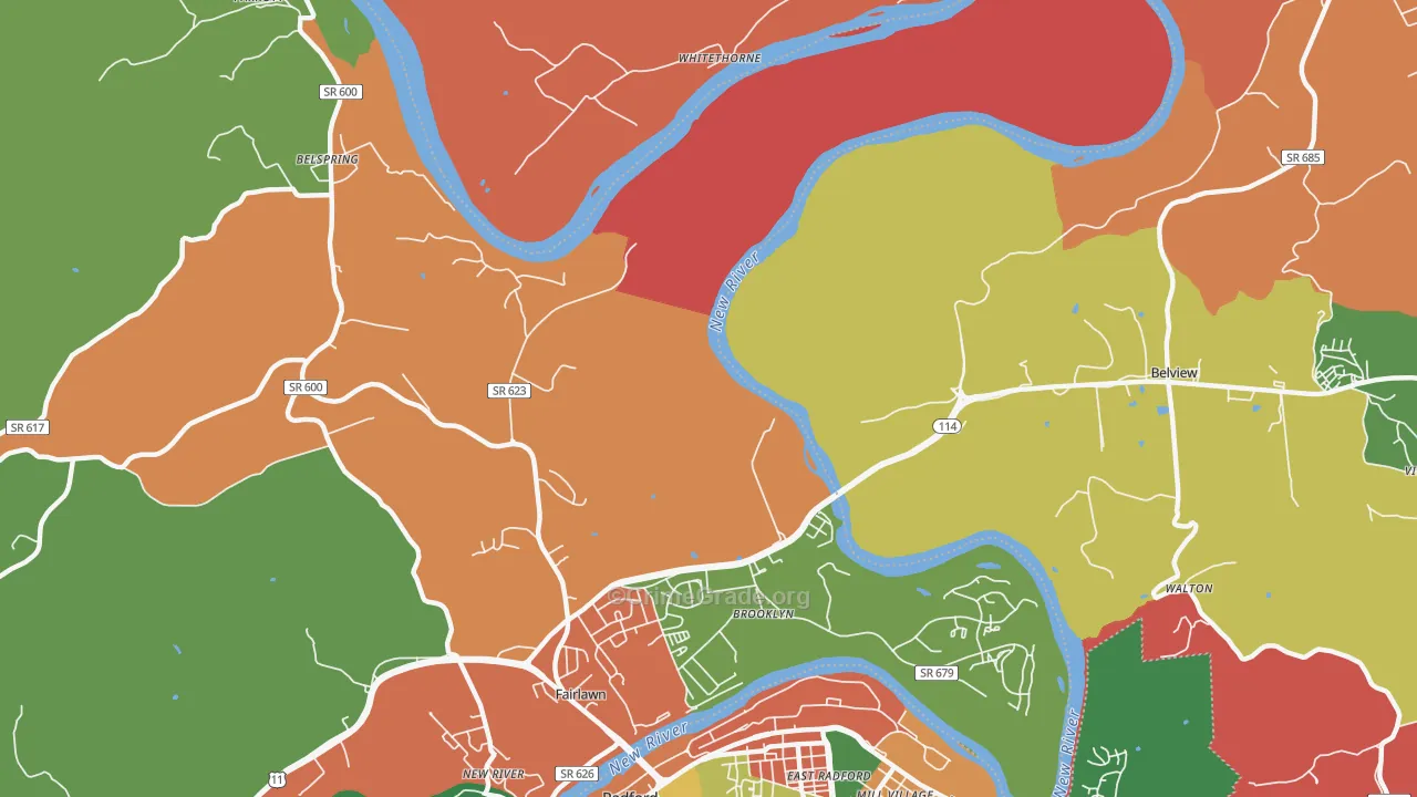 Pepper, VA Map of Robbery Rates