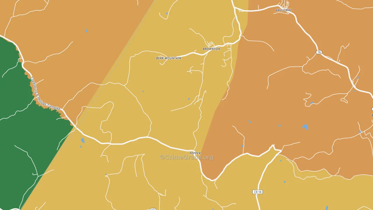Pepper, WV Map of Robbery Rates