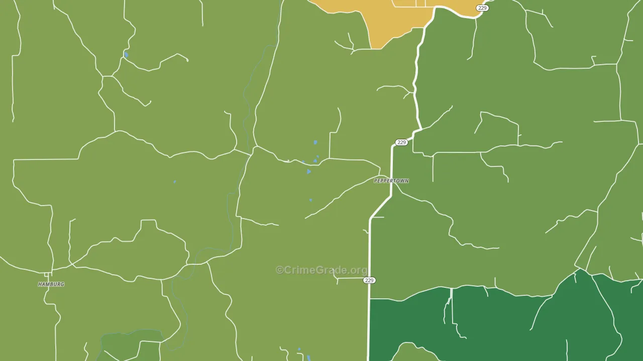 Peppertown, IN Map of Robbery Rates