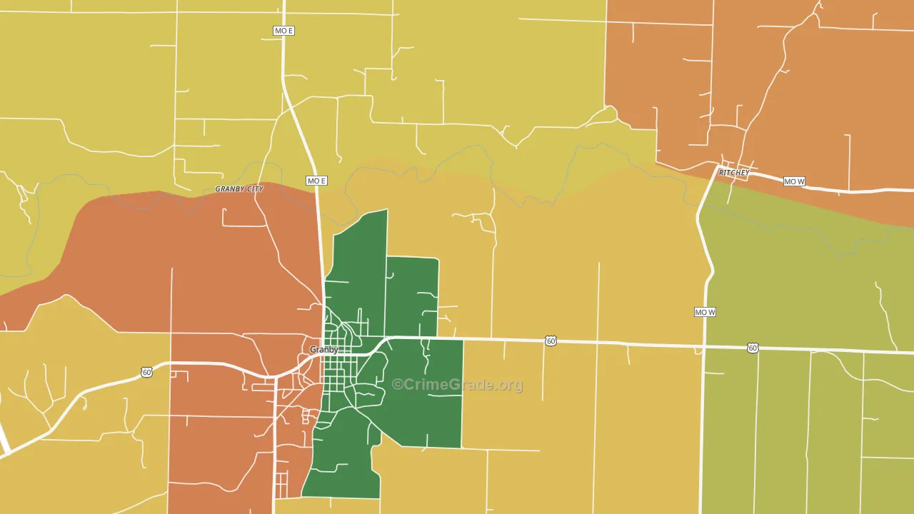 Pepsin, MO Map of Robbery Rates