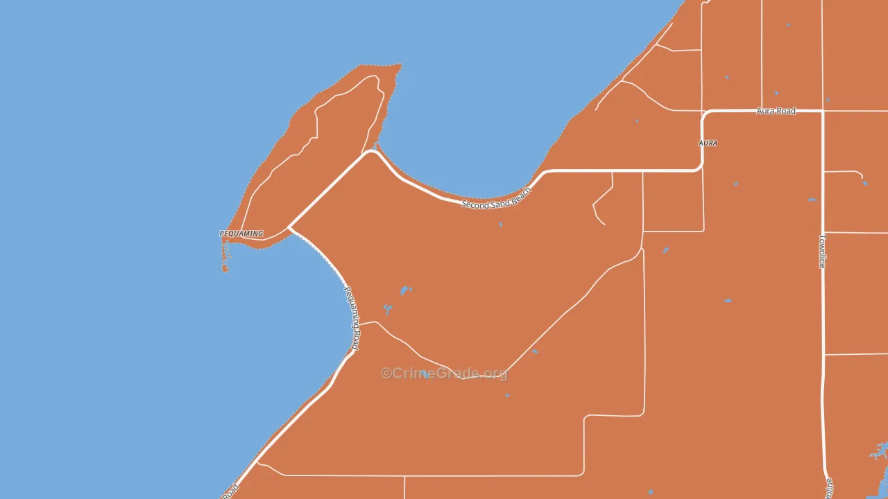 Pequaming, MI Map of Robbery Rates