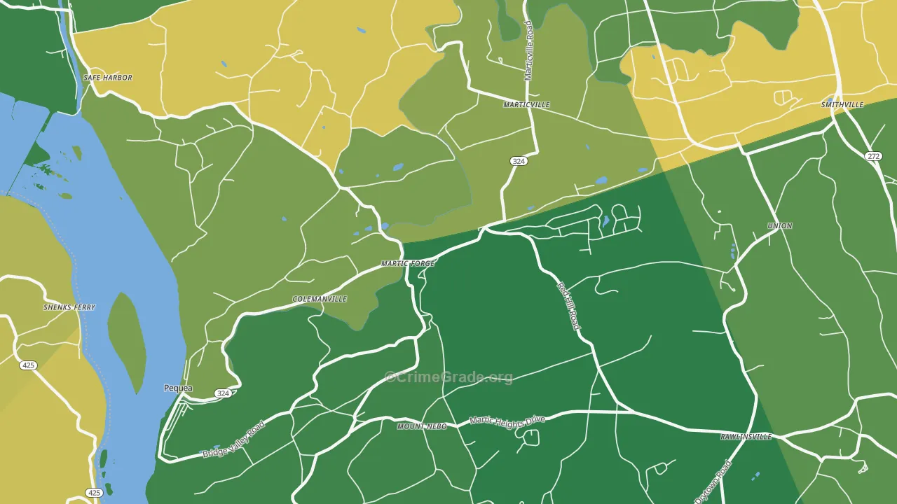 Pequea, PA Map of Robbery Rates