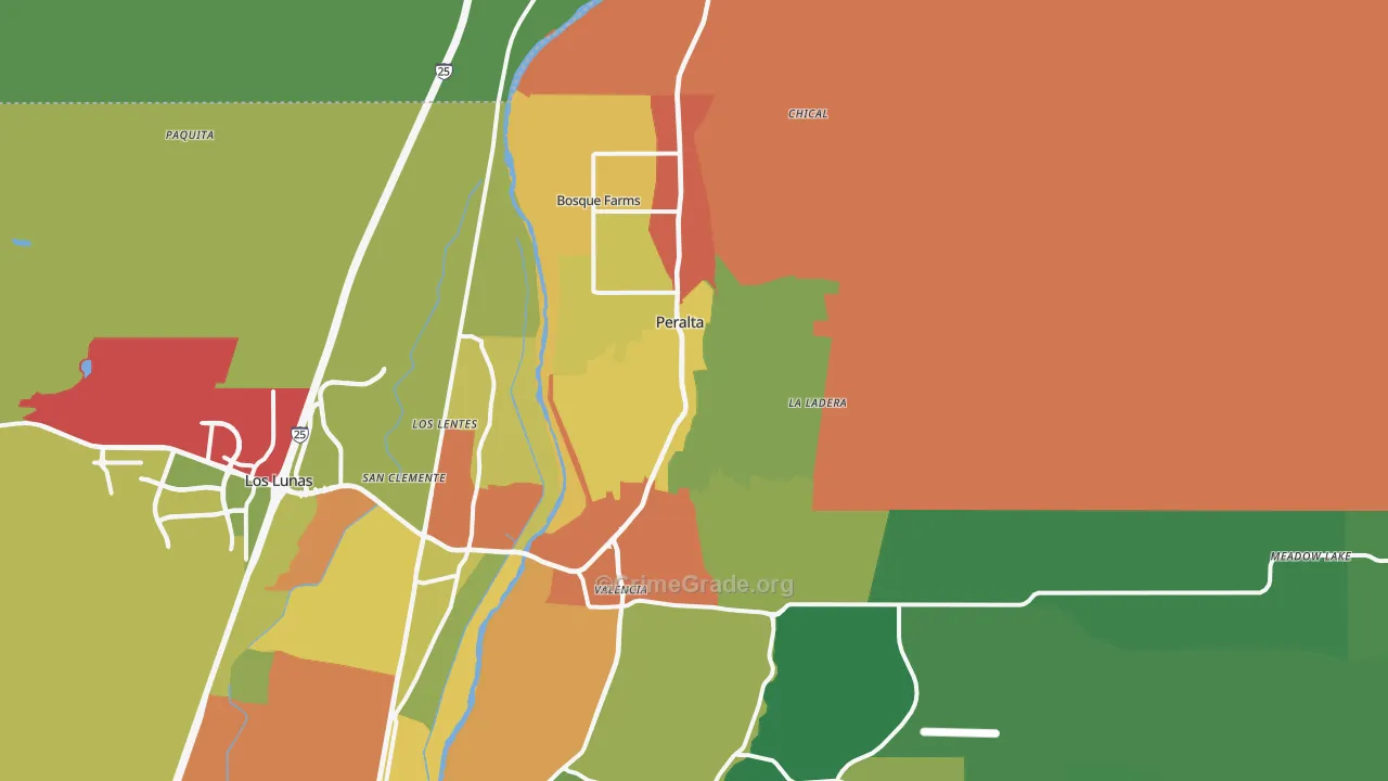 Peralta, NM Map of Robbery Rates
