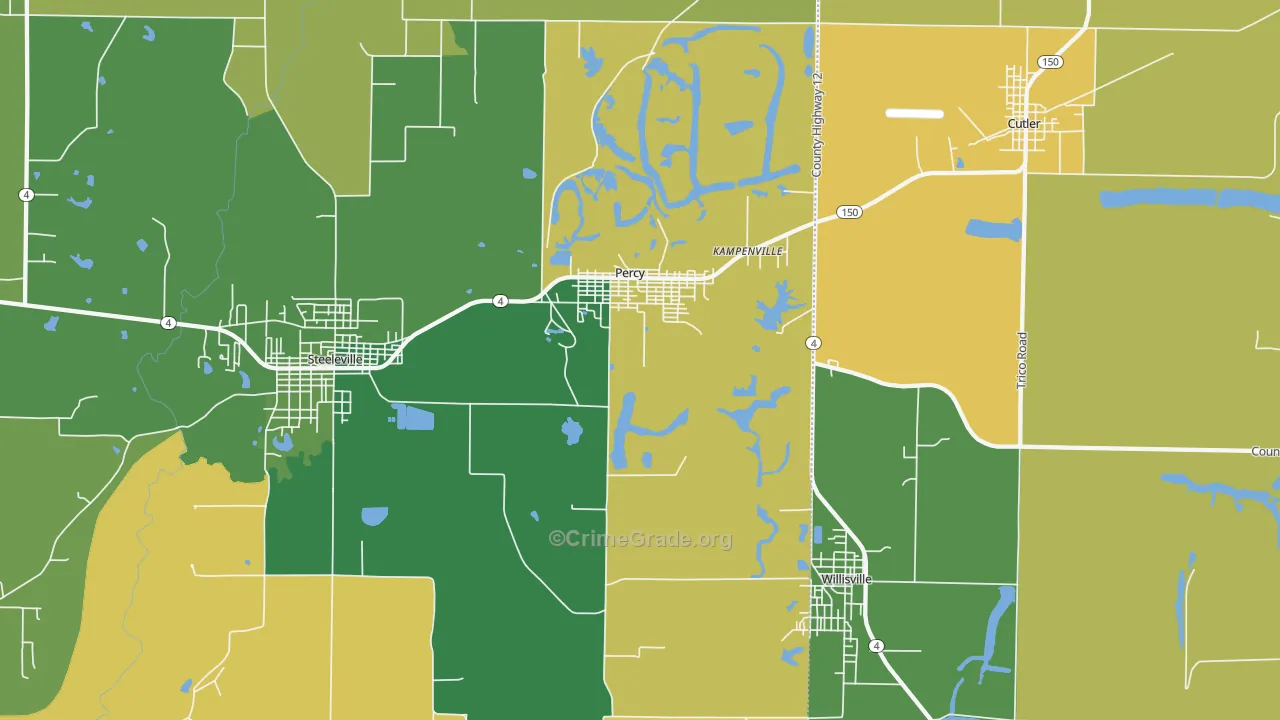 Percy, IL Map of Robbery Rates