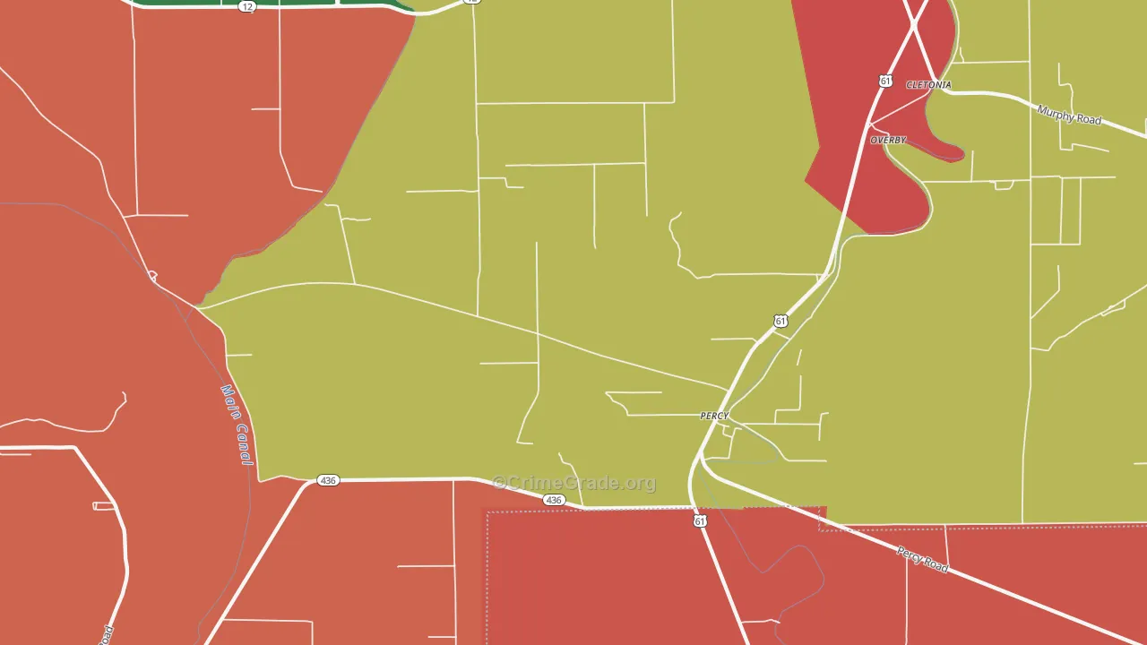 Percy, MS Map of Robbery Rates