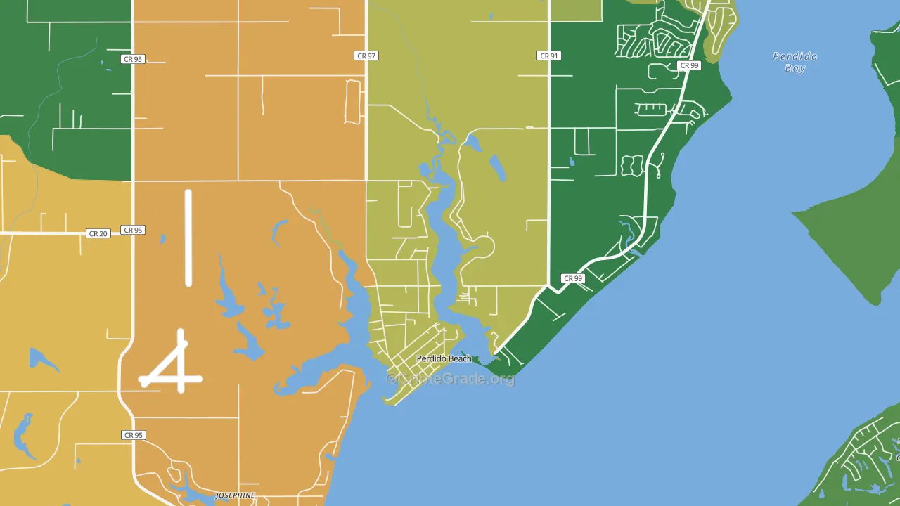 Perdido Beach, AL Map of Robbery Rates