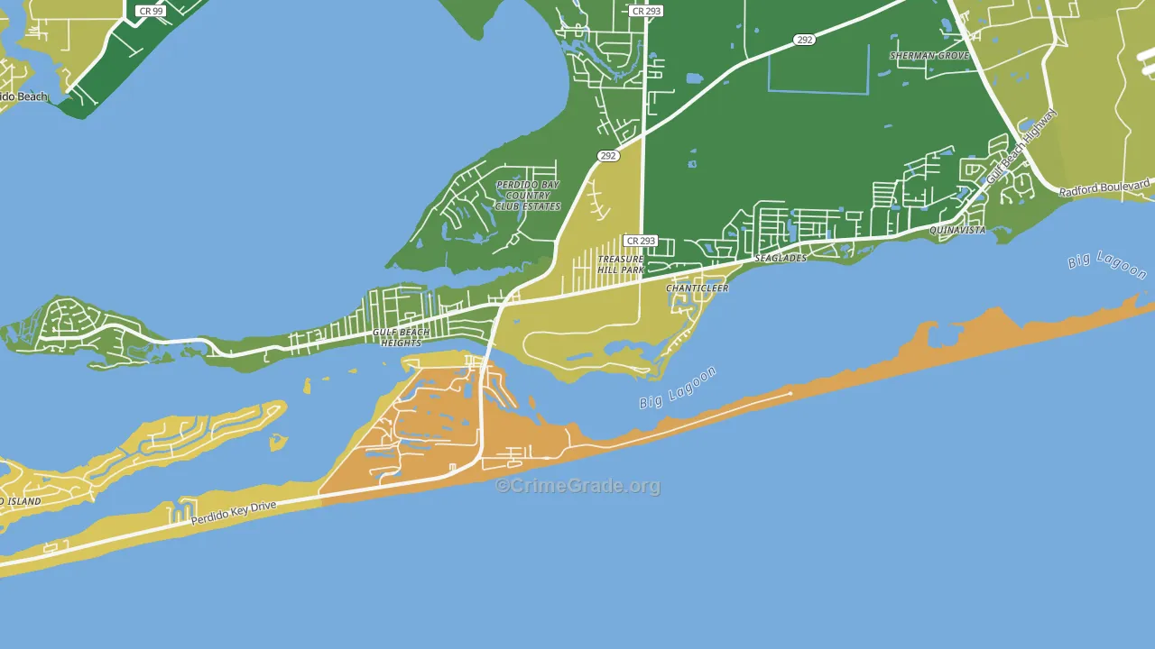 Perdido Key, FL Map of Robbery Rates